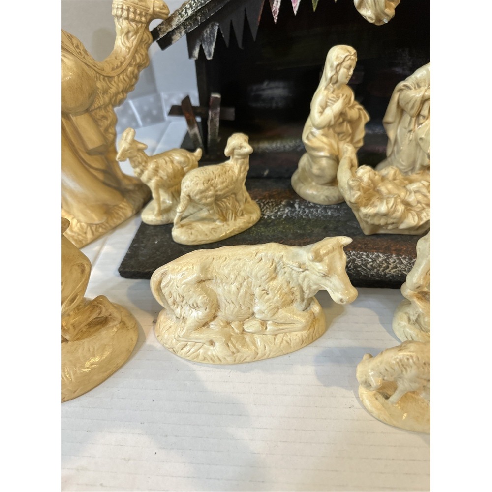 Vintage Atlantic Mold Ceramic Nativity Figures lot 18 pieces-missing Staffs - Picture 5 of 16